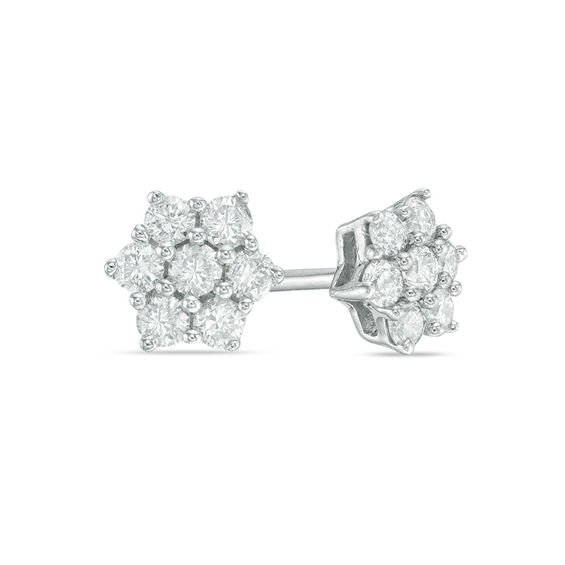 1 4 Ct T W Diamond Star Stud Earrings In 10k White Gold Core T W Diamond Star Stud Earrings In 10k White Gold