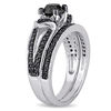 Thumbnail Image 2 of 1-1/8 CT. T.W. Black Diamond Collar Split Shank Bridal Set in Sterling Silver