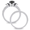 Thumbnail Image 3 of 1-1/8 CT. T.W. Black Diamond Collar Split Shank Bridal Set in Sterling Silver