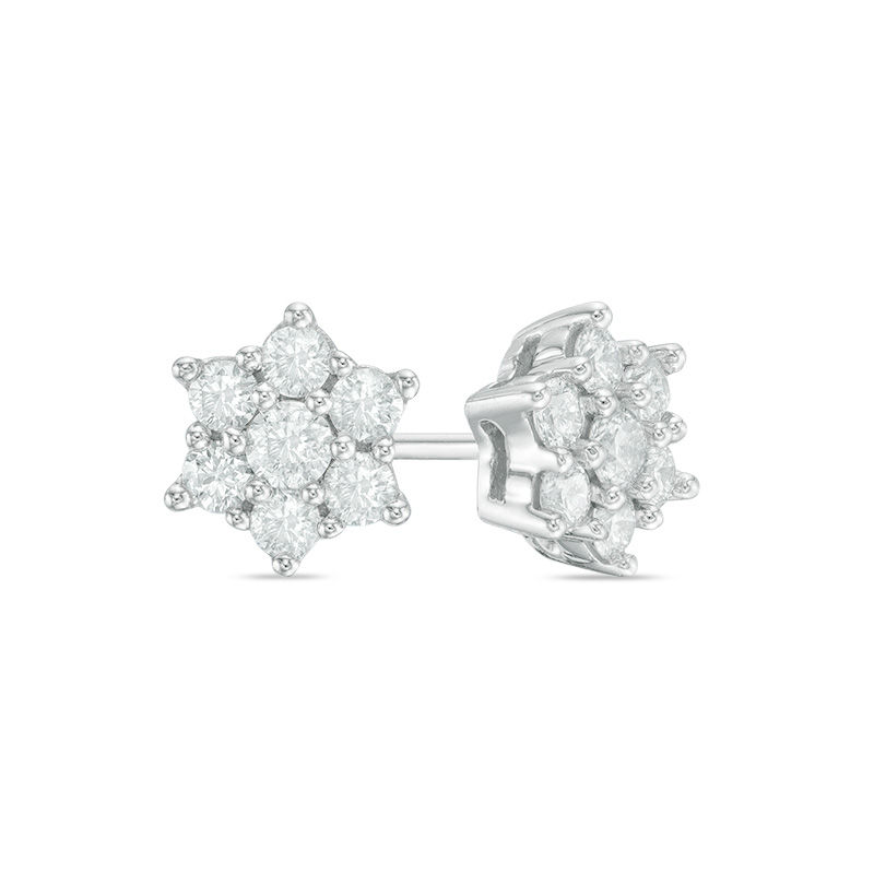 1/2 CT. T.W. Diamond Star Stud Earrings in 10K White Gold