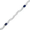 Thumbnail Image 0 of Oval Lab-Created Blue Sapphire Bypass Link Bracelet in Sterling Silver - 7.25"