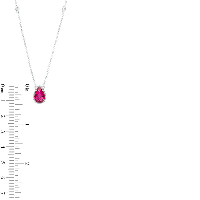 Pear-Shaped Lab-Created Ruby and White Topaz Station Necklace in Sterling Silver