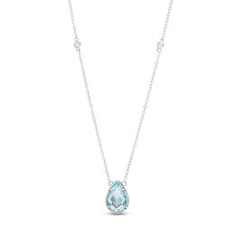 Pear-Shaped Blue and White Topaz Station Necklace in Sterling Silver