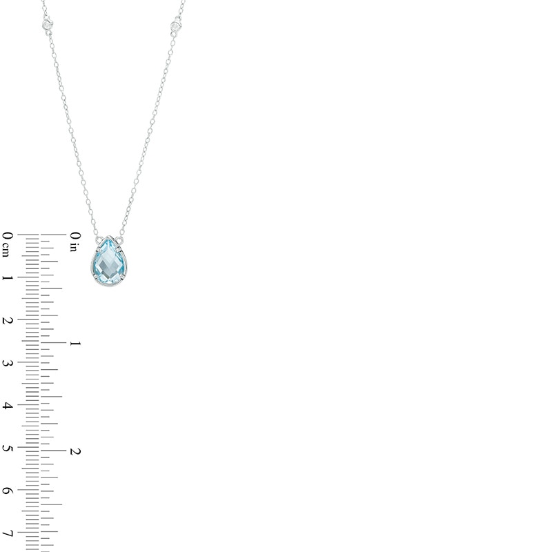 Main Image 3 of Pear-Shaped Blue and White Topaz Station Necklace in Sterling Silver