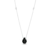Thumbnail Image 1 of Pear-Shaped Onyx and White Topaz Station Necklace in Sterling Silver