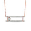 Thumbnail Image 1 of 1/2 CT. T.W. Diamond Sliding Open Bar Necklace in 10K Rose Gold - 16&quot;
