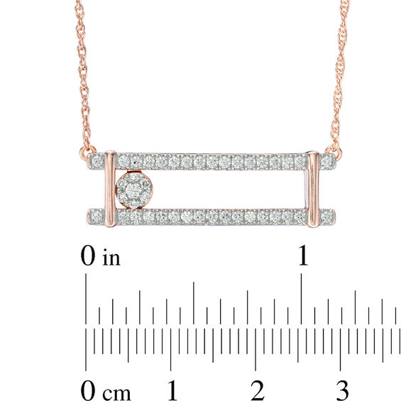 1/2 CT. T.w. Diamond Sliding Open Bar Necklace in 10K Rose Gold - 16"