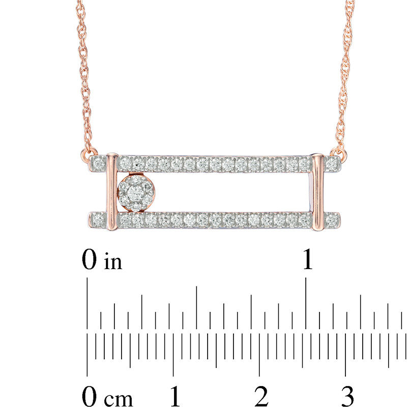Main Image 2 of 1/2 CT. T.W. Diamond Sliding Open Bar Necklace in 10K Rose Gold - 16&quot;
