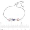 Thumbnail Image 2 of 5.0mm Lab-Created Blue Sapphire and Diamond Accent "Mom" Bolo Bracelet in Sterling Silver and 10K Rose Gold - 9.5"