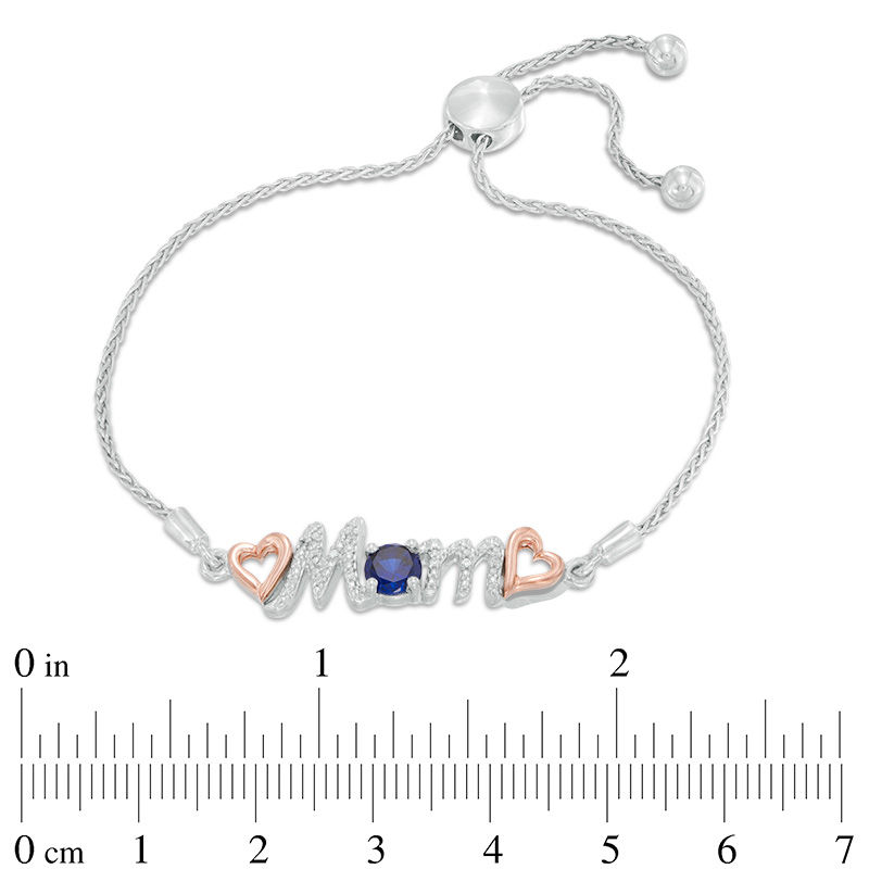 5.0mm Lab Created Blue Sapphire and Diamond Accent