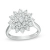 Thumbnail Image 0 of 1/2 CT. T.W. Diamond Sunburst Ring in 10K White Gold