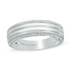Thumbnail Image 1 of Vera Wang Men's 1/2 CT. T.W. Diamond Edge Grooved Wedding Band in 14K White Gold