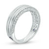 Thumbnail Image 1 of Vera Wang Love Collection Men's 1/2 CT. T.W. Diamond Edge Grooved Wedding Band in 14K White Gold