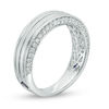 Thumbnail Image 2 of Vera Wang Men's 1/2 CT. T.W. Diamond Edge Grooved Wedding Band in 14K White Gold