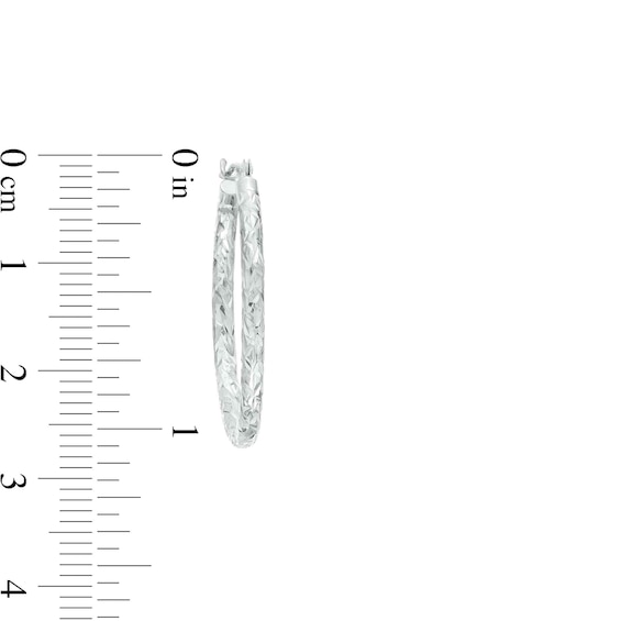 2.0mm Diamond-Cut Tube Oval Hoop Earrings in 14K White Gold