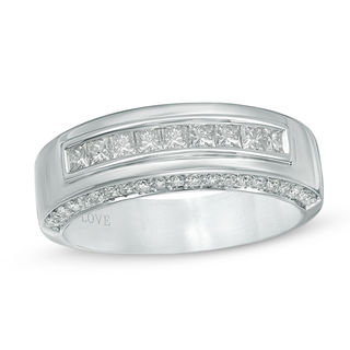 Vera Wang Men's 1 CT. T.W. Diamond Nine Stone Wedding Band in 14K White Gold