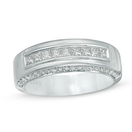 Vera Wang Men's 1 CT. T.W. Diamond Nine Stone Wedding Band in 14K White Gold