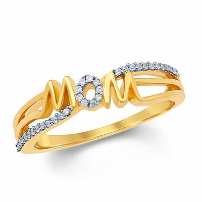 10k Solid Gold Diamond Mom Ring