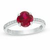 Thumbnail Image 0 of 7.0mm Cushion-Cut Lab-Created Ruby and White Sapphire Ring in Sterling Silver