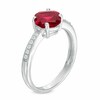 Thumbnail Image 1 of 7.0mm Cushion-Cut Lab-Created Ruby and White Sapphire Ring in Sterling Silver