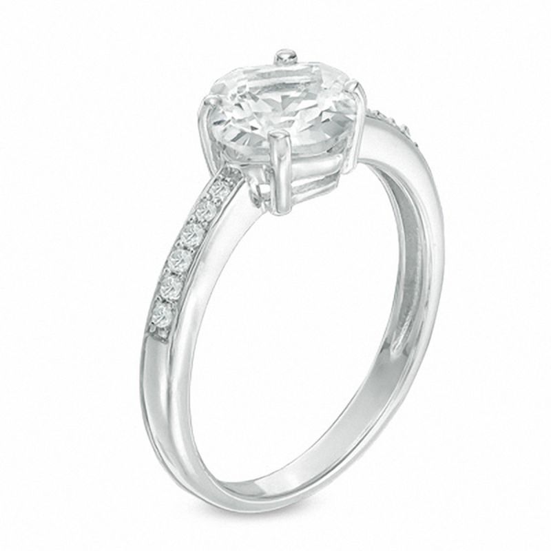 7.0mm Cushion-Cut White Topaz Ring in Sterling Silver