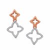 Thumbnail Image 1 of 1/5 CT. T.W. Diamond Double Clover Drop Earrings in 10K Rose Gold