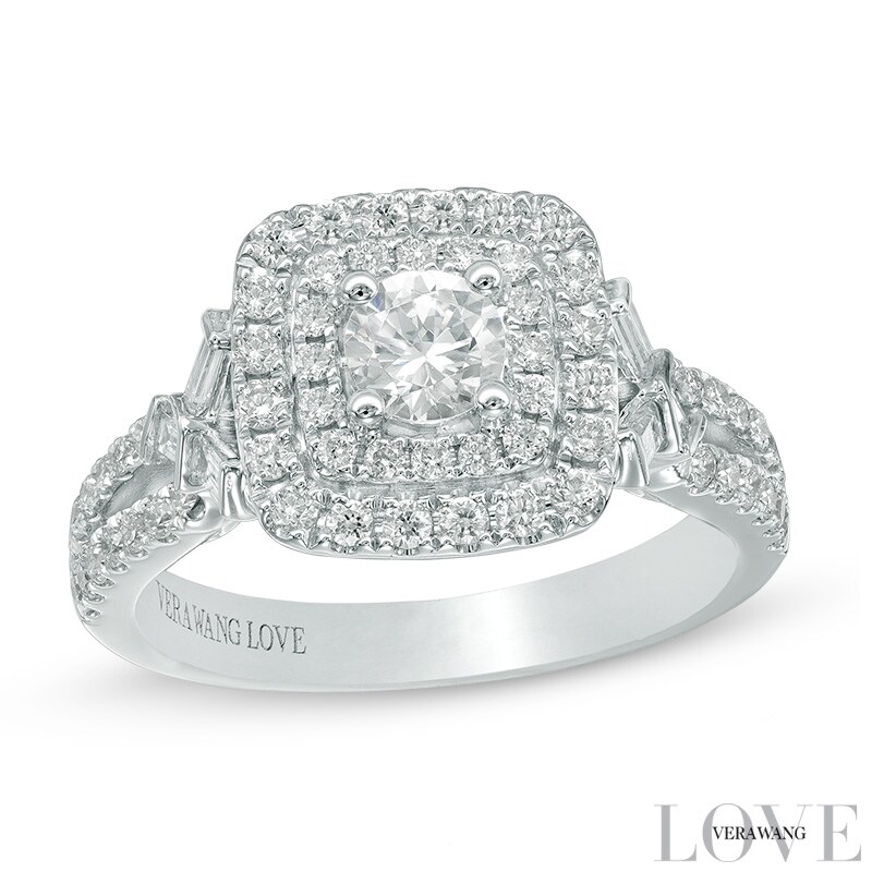 Main Image 1 of Vera Wang Love Collection 1 CT. T.W. Diamond Double Square Frame Engagement Ring in 14K White Gold