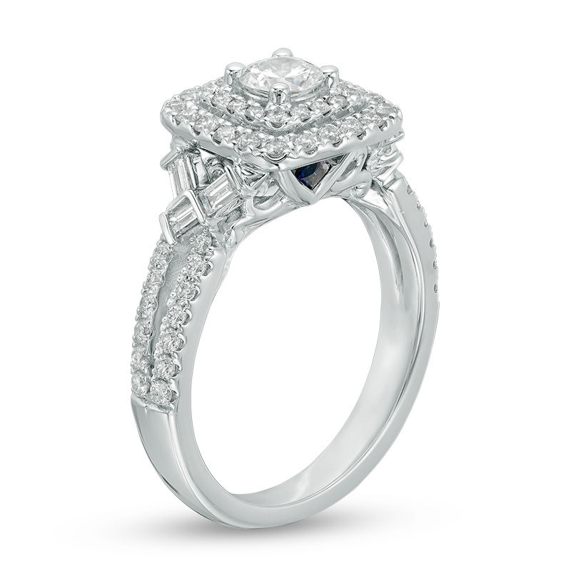 Vera Wang Love Collection 1 CT. T.W. Diamond Double Square Frame Engagement Ring in 14K White Gold