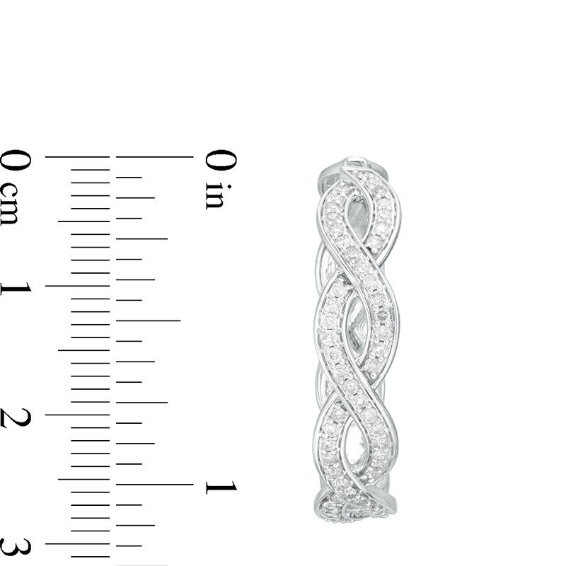 Main Image 2 of 1/2 CT. T.W. Diamond Braided Hoop Earrings in 10K White Gold