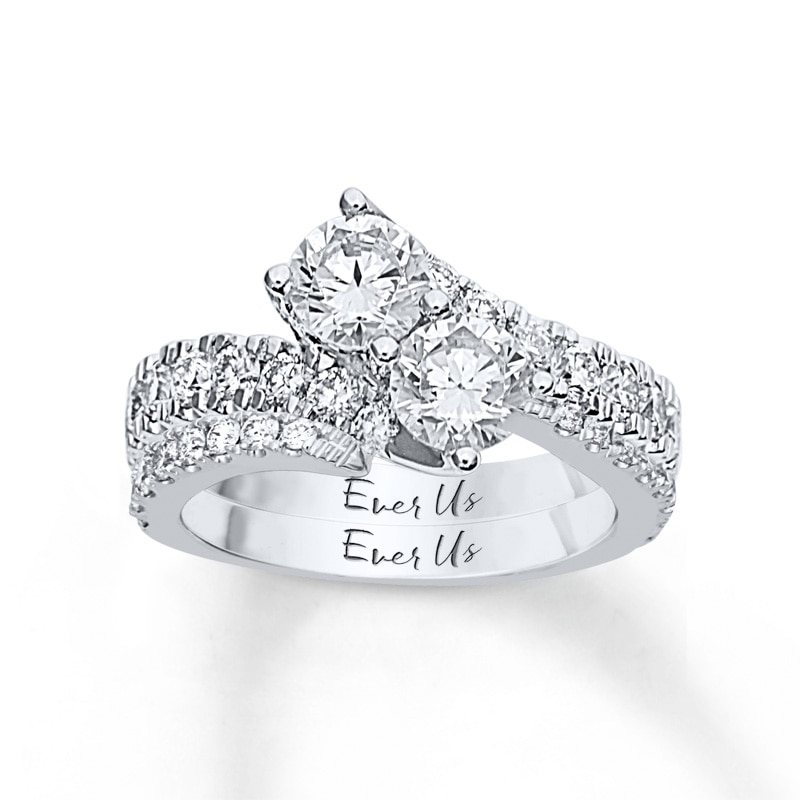 Main Image 4 of Ever Us® 2-1/2 CT. T.W. Two-Stone Diamond Bypass Ring in 14K White Gold