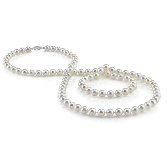 7.0-8.0mm High Luster White Freshwater Cultured Pearl necklace 18 with Yellow-Gold-Tone Base Metal Clasp 