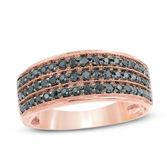 1/2 CT. T.w. Black Diamond Three Row Band in 10K Rose Gold