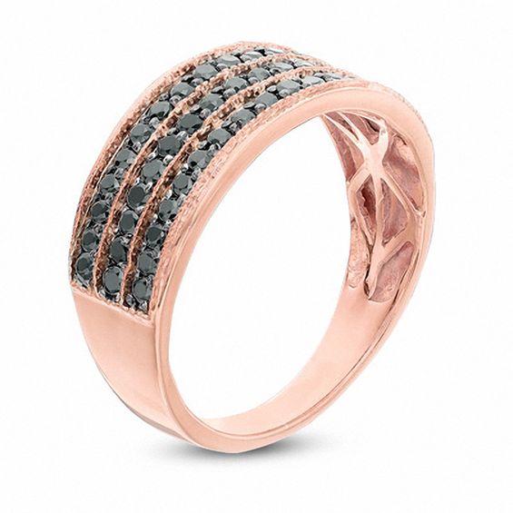 1/2 CT. T.w. Black Diamond Three Row Band in 10K Rose Gold
