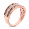 Thumbnail Image 1 of 1/2 CT. T.W. Champagne and White Diamond Three Row Band in 10K Rose Gold