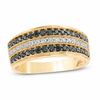 Thumbnail Image 1 of 1/2 CT. T.W. Enhanced Black and White Diamond Three Row Band in 10K Gold