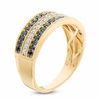Thumbnail Image 1 of 1/2 CT. T.W. Enhanced Black and White Diamond Three Row Band in 10K Gold