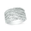 Thumbnail Image 0 of 1-1/2 CT. T.W. Diamond Wavy Multi-Row Ring in 10K White Gold