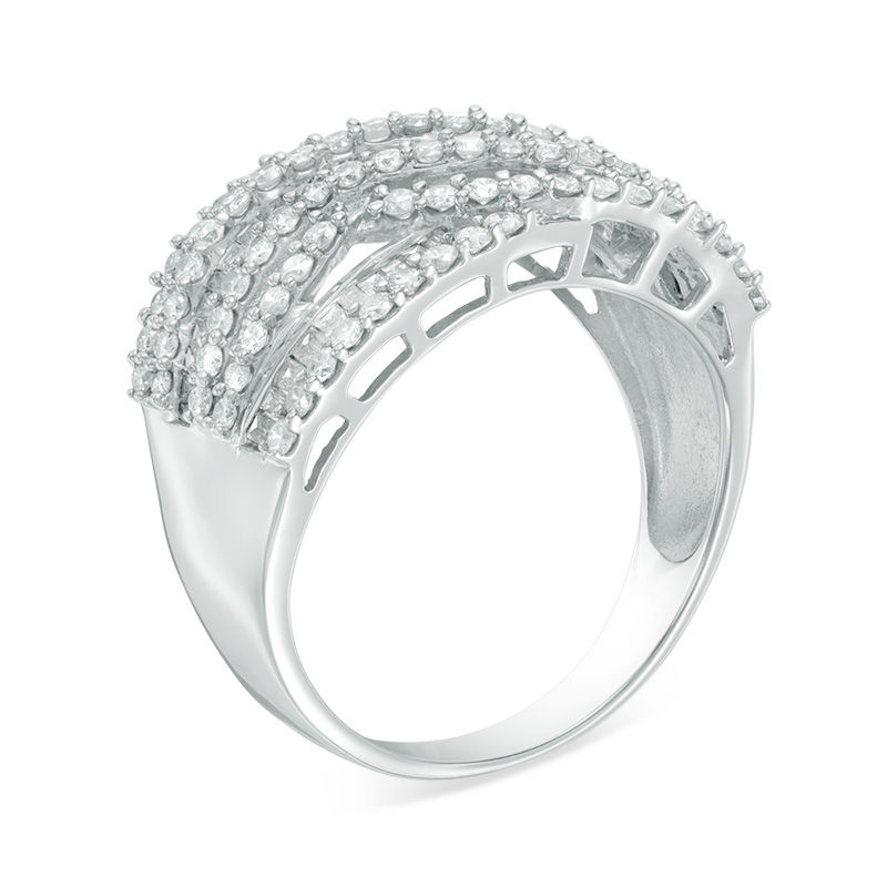 1-1/2 CT. T.W. Diamond Wavy Multi-Row Ring in 10K White Gold