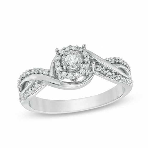 1/4 CT. T.w. Diamond Swirl Twist Shank Promise Ring in Sterling Silver