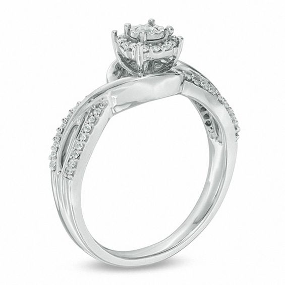 1/4 CT. T.w. Diamond Swirl Twist Shank Promise Ring in Sterling Silver
