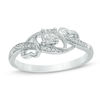 Thumbnail Image 0 of 1/10 CT. T.W. Diamond Double Hearts Promise Ring in 10K White Gold