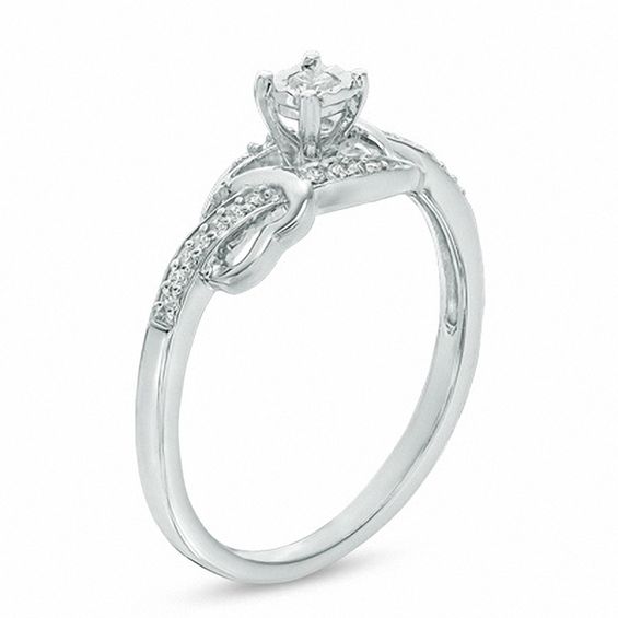 1/10 CT. T.w. Diamond Double Hearts Promise Ring in 10K White Gold