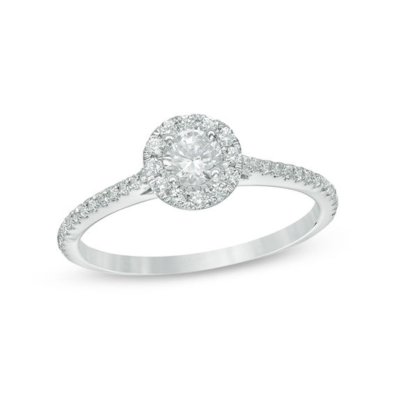 1/2 CT. T.w. Diamond Frame Engagement Ring in 10K White Gold