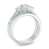 Thumbnail Image 2 of 3/4 CT. T.W. Diamond Three Stone Vintage-Style Bridal Set in 10K White Gold