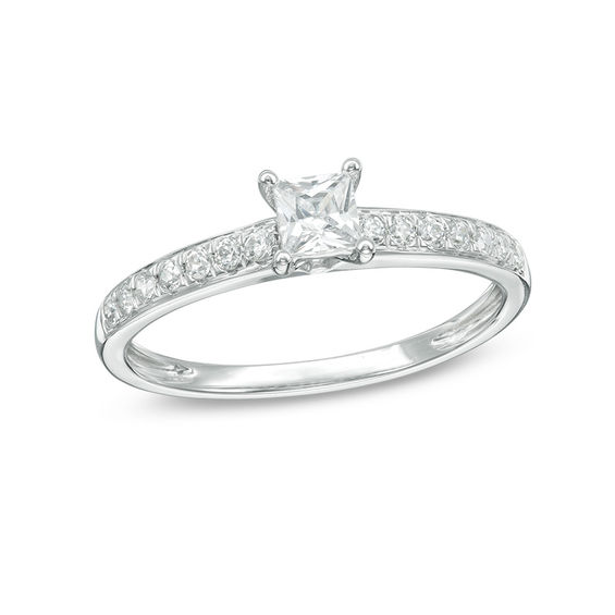 1/2 CT. T.w. Princess-Cut Diamond Engagement Ring in 10K White Gold