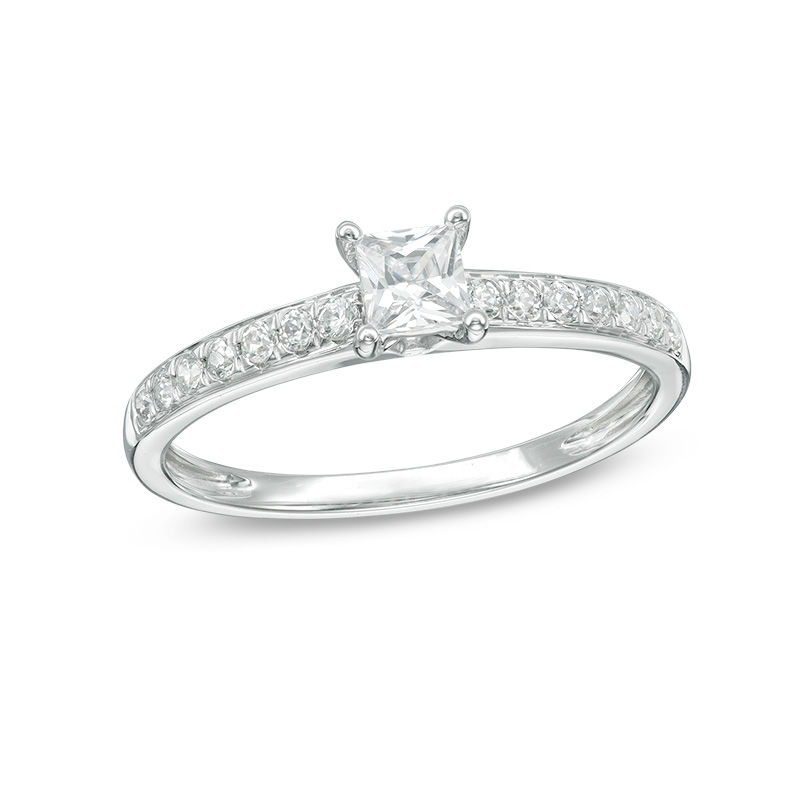 Main Image 1 of 1/2 CT. T.W. Princess-Cut Diamond Engagement Ring in 10K White Gold