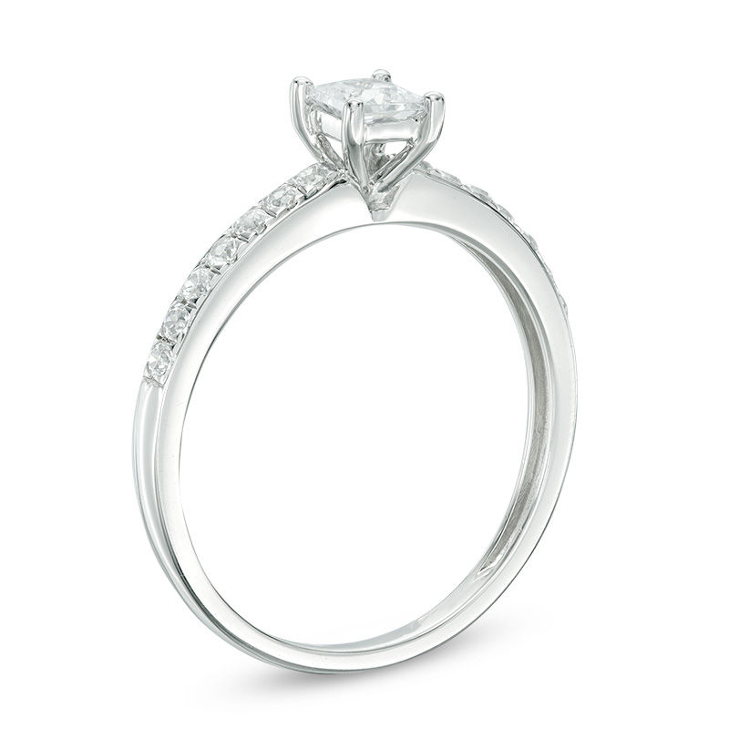 Main Image 2 of 1/2 CT. T.W. Princess-Cut Diamond Engagement Ring in 10K White Gold