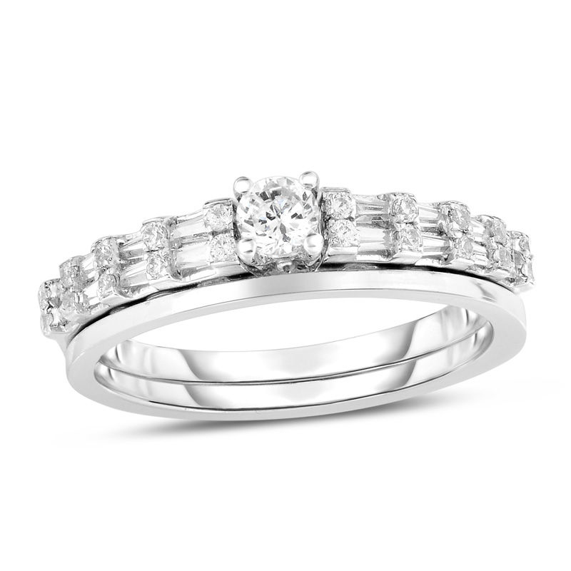 1/2 CT. T.W. Diamond Bridal Set in 14K White Gold