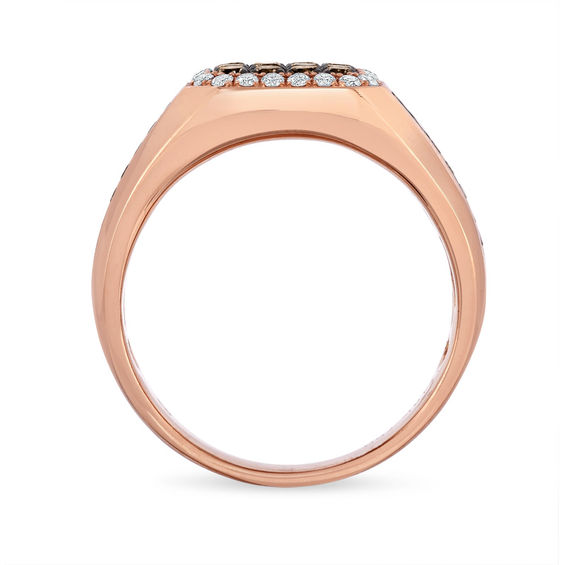 Men's 1-1/8 CT. T.W. Champagne and White Diamond Octagonal Frame Ring in 14K Rose Gold Men's 1-1/8 CT. T.W. Champagne and White Diamond Octagonal Frame Ring in 14K Rose Gold