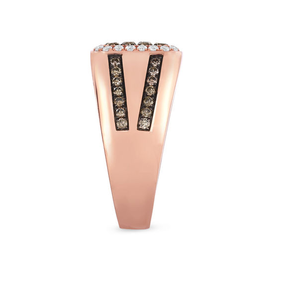 Men's 1-1/8 CT. T.W. Champagne and White Diamond Octagonal Frame Ring in 14K Rose Gold Men's 1-1/8 CT. T.W. Champagne and White Diamond Octagonal Frame Ring in 14K Rose Gold